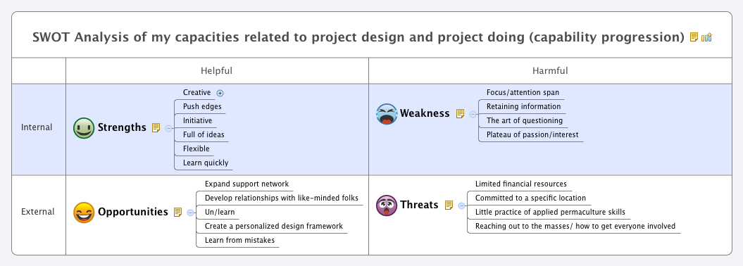 Project Design Capabilities SWOT Analysis of my capacities related to project design and project ...