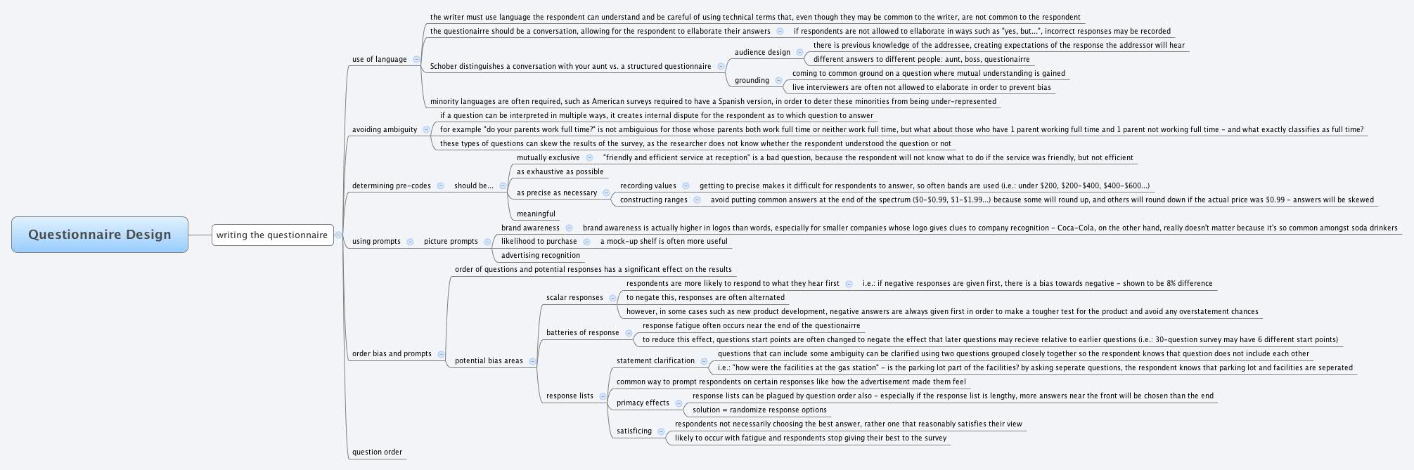 Questionnaire Design Map Questionnaire Design | Nathan Winklepleck - Xmind